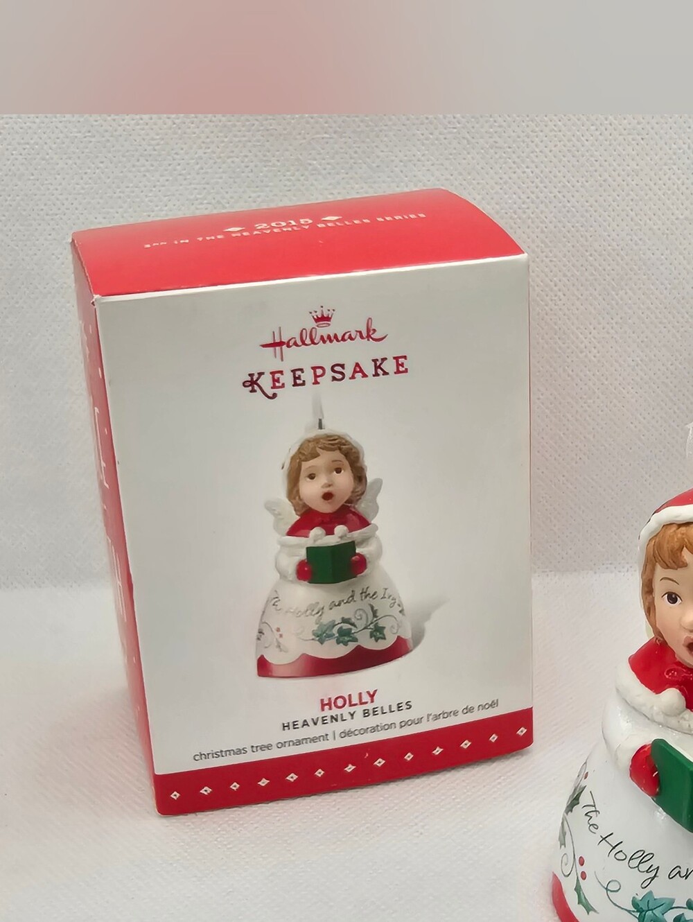 Hallmark 3 Heavenly Belles Holly 2015 Ornament Porcelain Bell angel singing song
